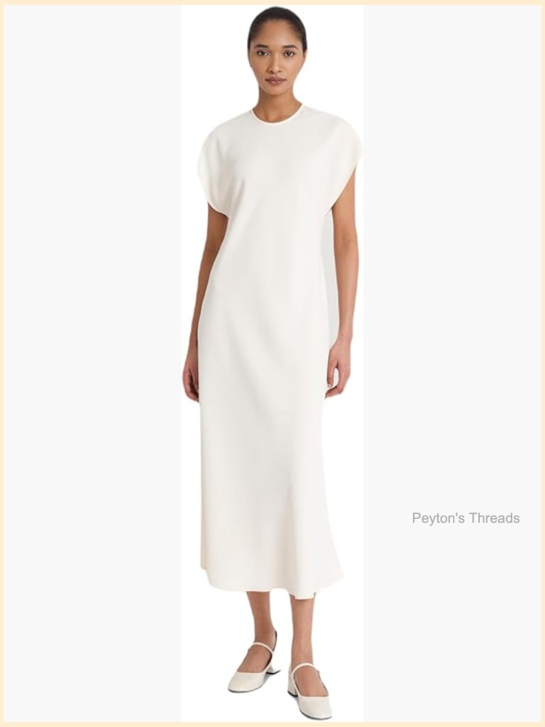 Elegant Midi Dress - Cap Sleeve Round Neck Keyhole Back Cocktail Wedding Guest